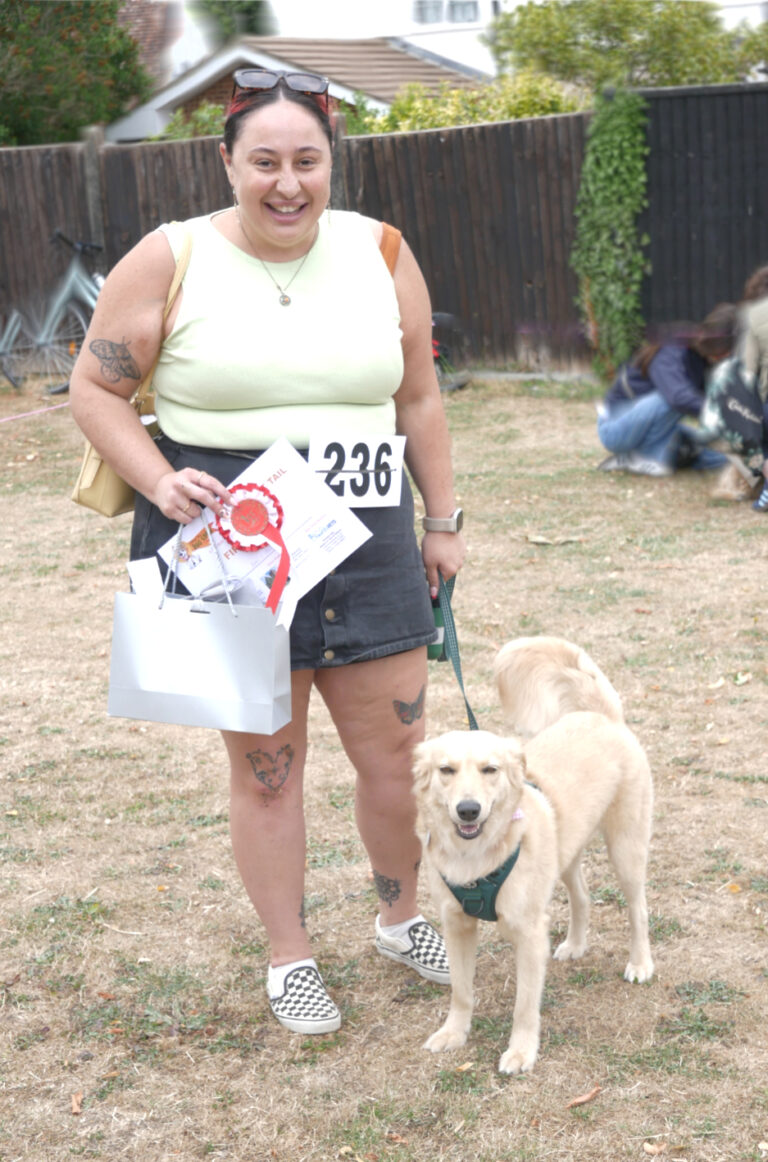 PEGGY had the Waggiest Tail, seen here with owner Jodie