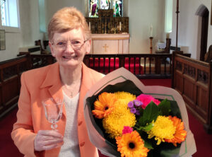 Jill Liddle with gifts