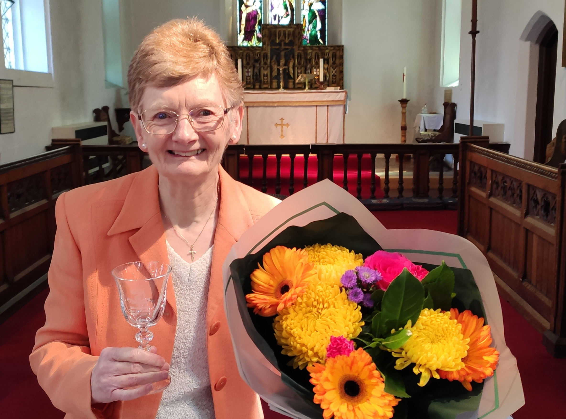 Jill Liddle with gifts