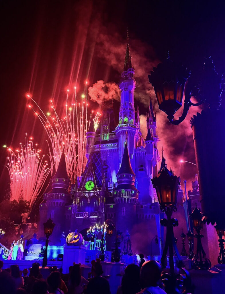 Disney castle at night